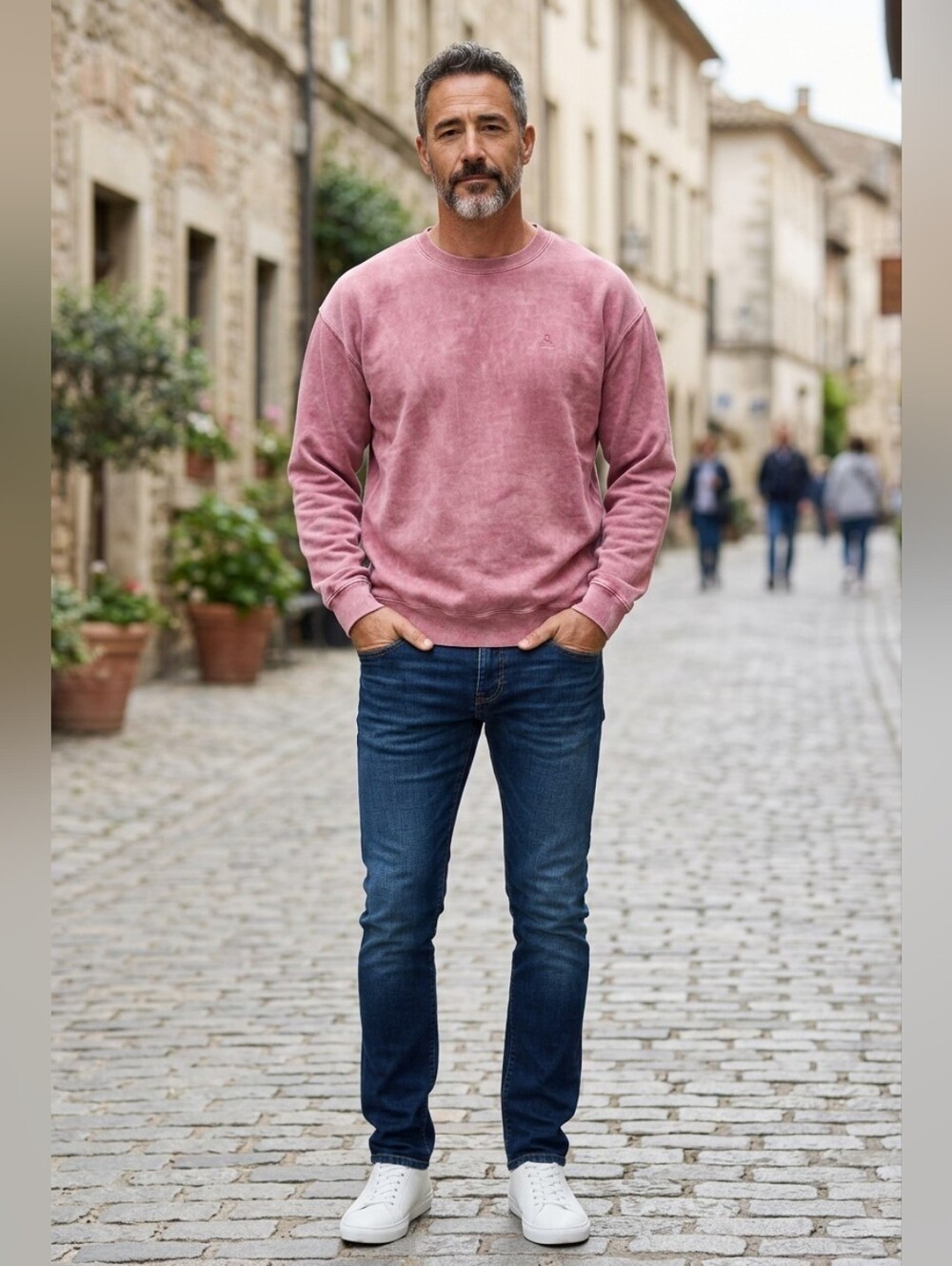 Chubbies Mens Washed Rosy Pebble Wash Crewneck Sweatshirt, NWT